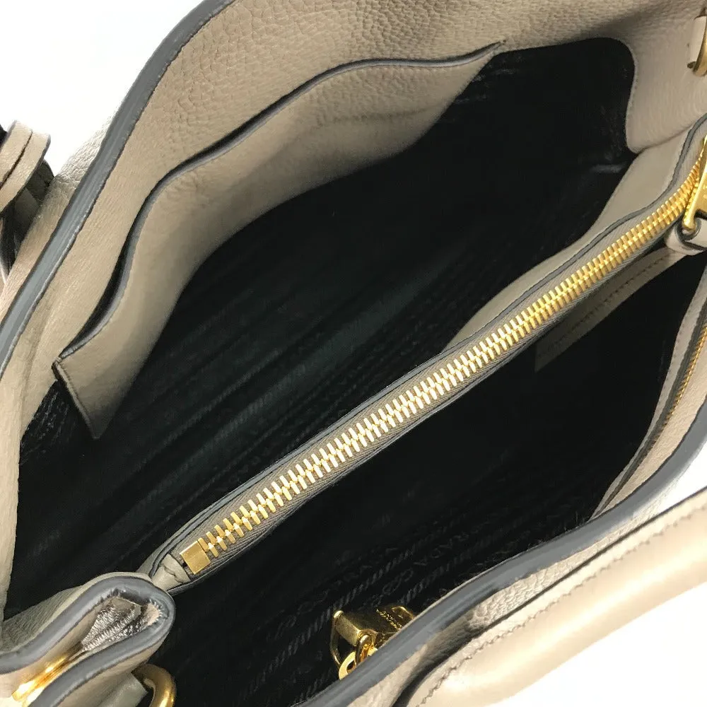 PRADA Shoulder Bag 1BA579 leather gray logo VIT.DAINO Women Used