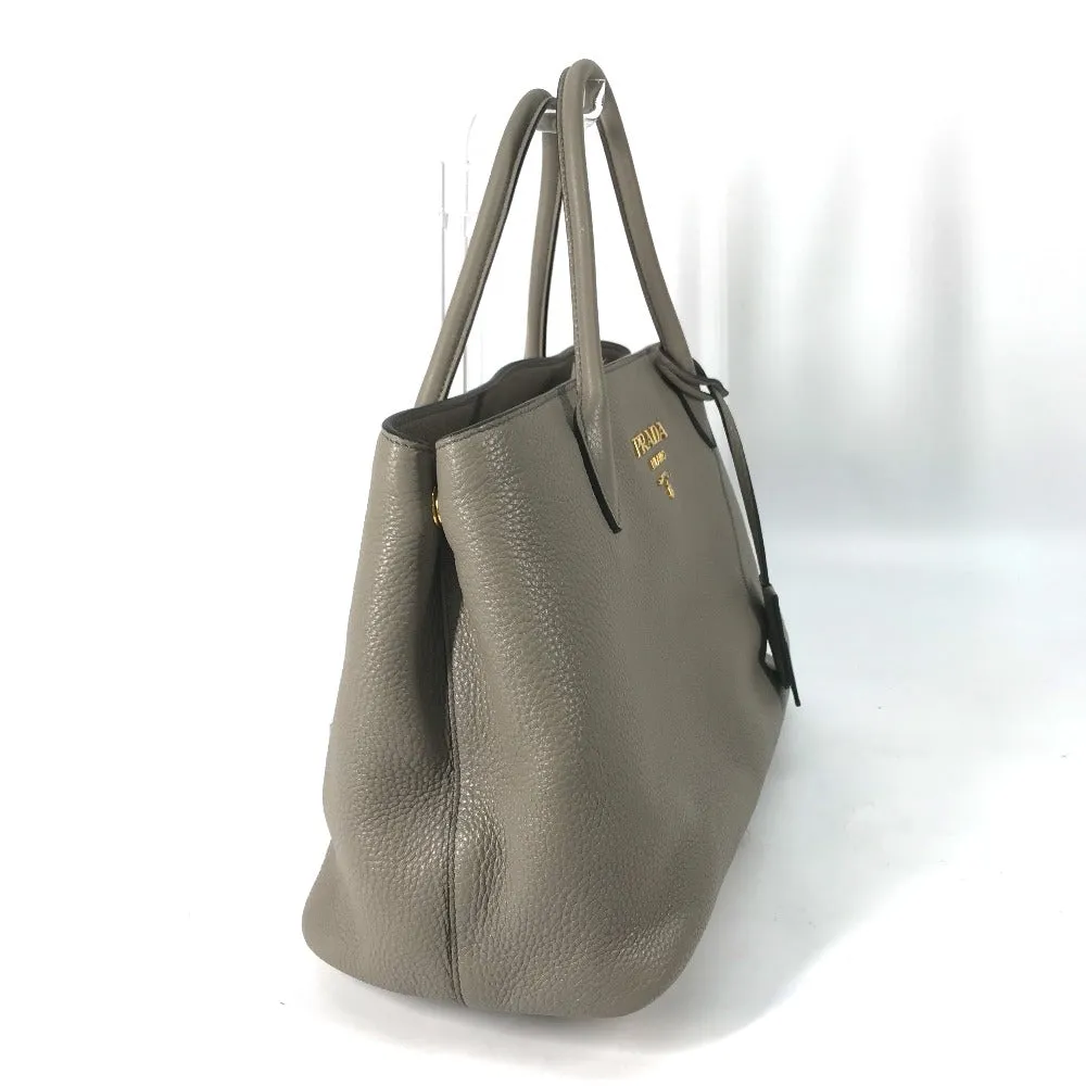 PRADA Shoulder Bag 1BA579 leather gray logo VIT.DAINO Women Used