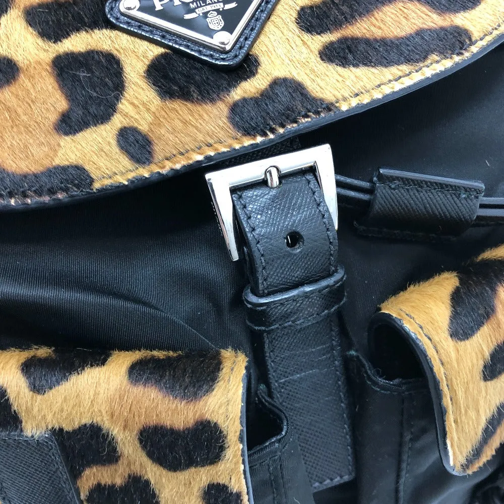 PRADA Shoulder Bag 1BC005 Nylon, Pony black Triangle logo plate Women Used