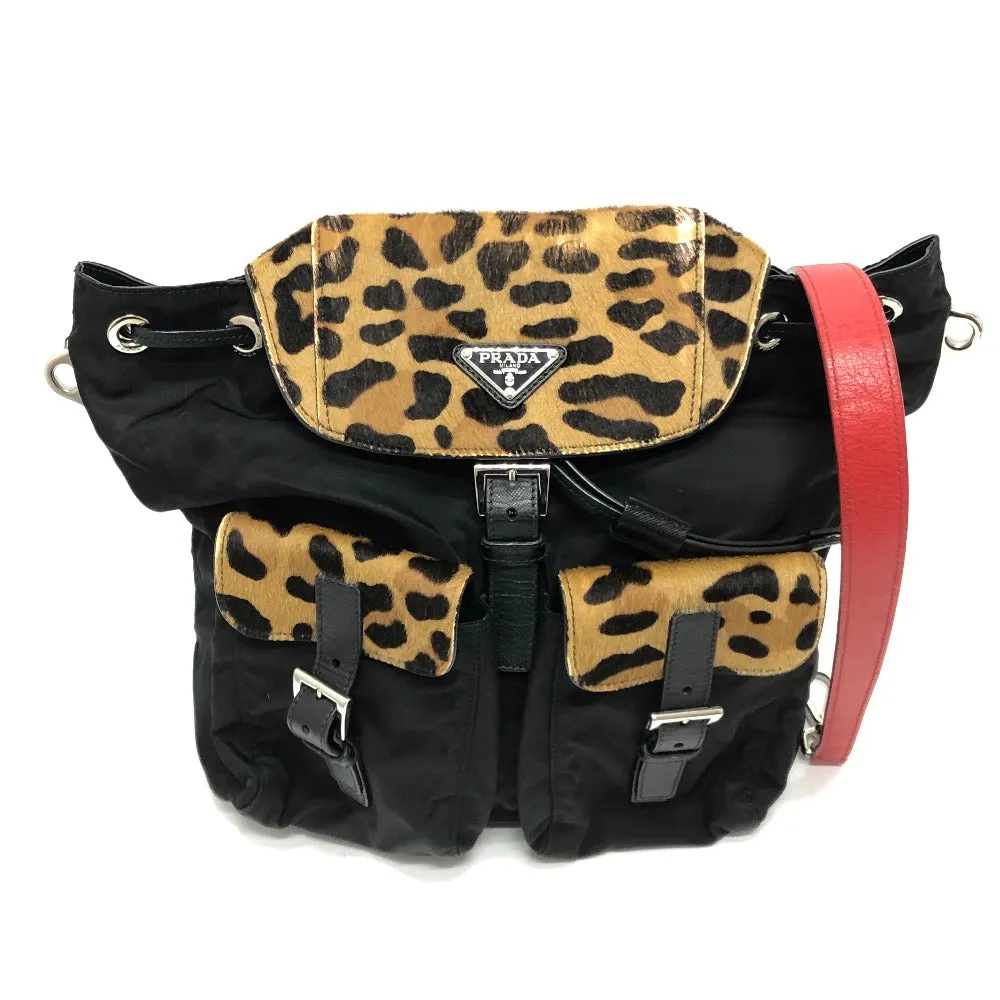 PRADA Shoulder Bag 1BC005 Nylon, Pony black Triangle logo plate Women Used