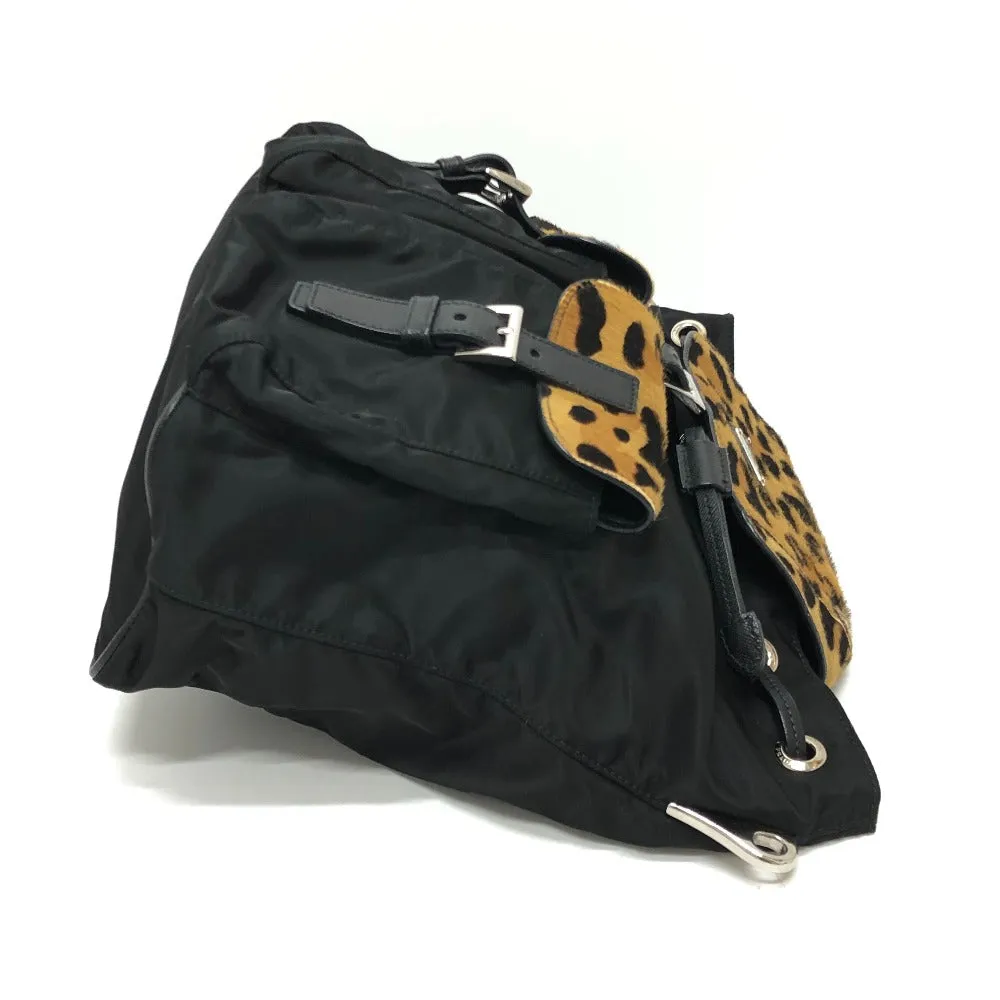 PRADA Shoulder Bag 1BC005 Nylon, Pony black Triangle logo plate Women Used