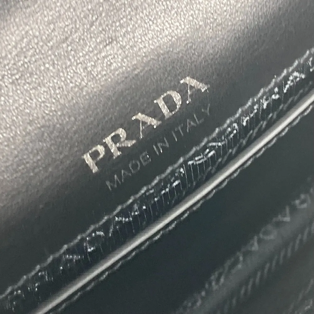 PRADA Shoulder Bag 1BD067 leather black 2WAY bag Chain Crystal rhinestones Women Used