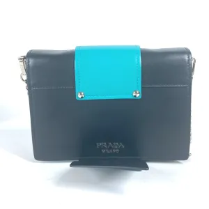 PRADA Shoulder Bag 1BD067 leather black 2WAY bag Chain Crystal rhinestones Women Used