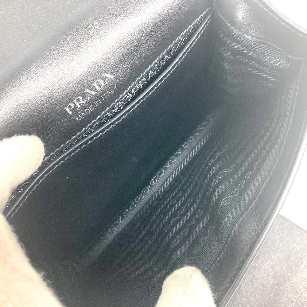 PRADA Shoulder Bag 1BD067 leather black 2WAY bag Chain Crystal rhinestones Women Used