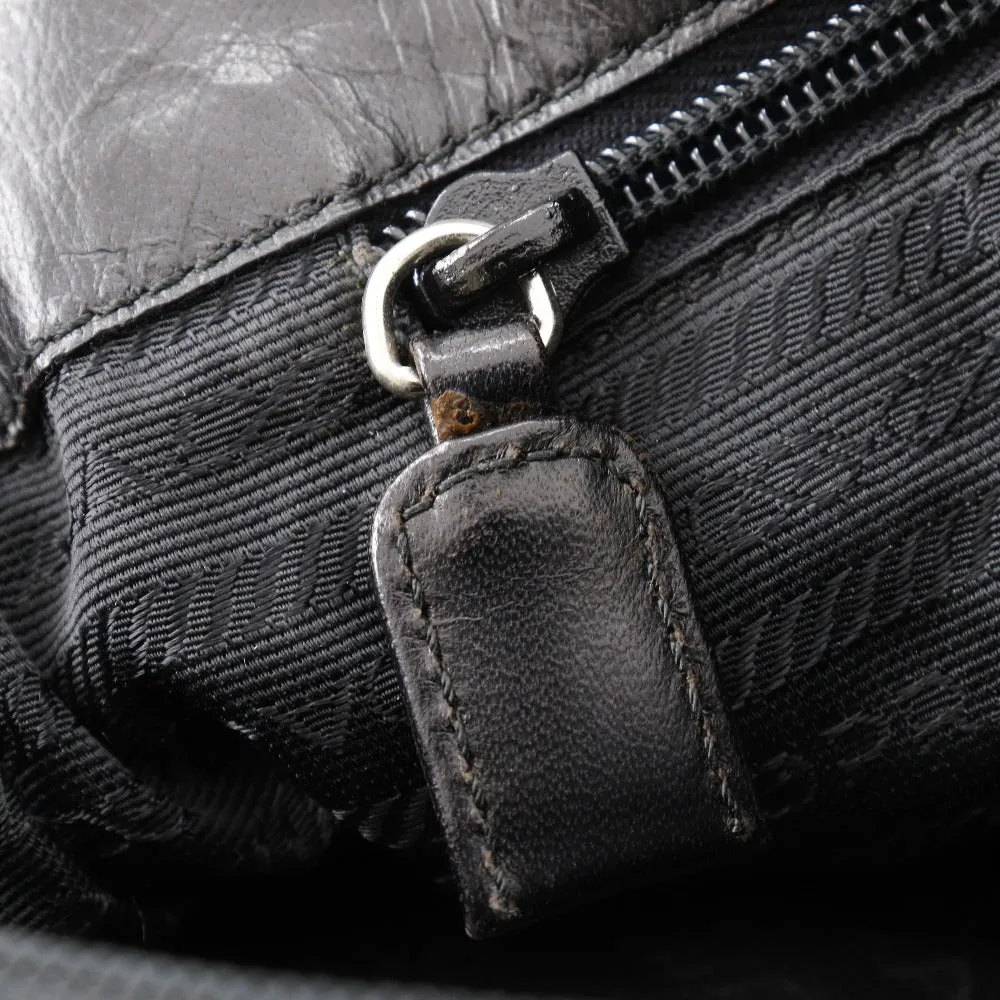 PRADA Shoulder Bag Calfskin black plastic chain