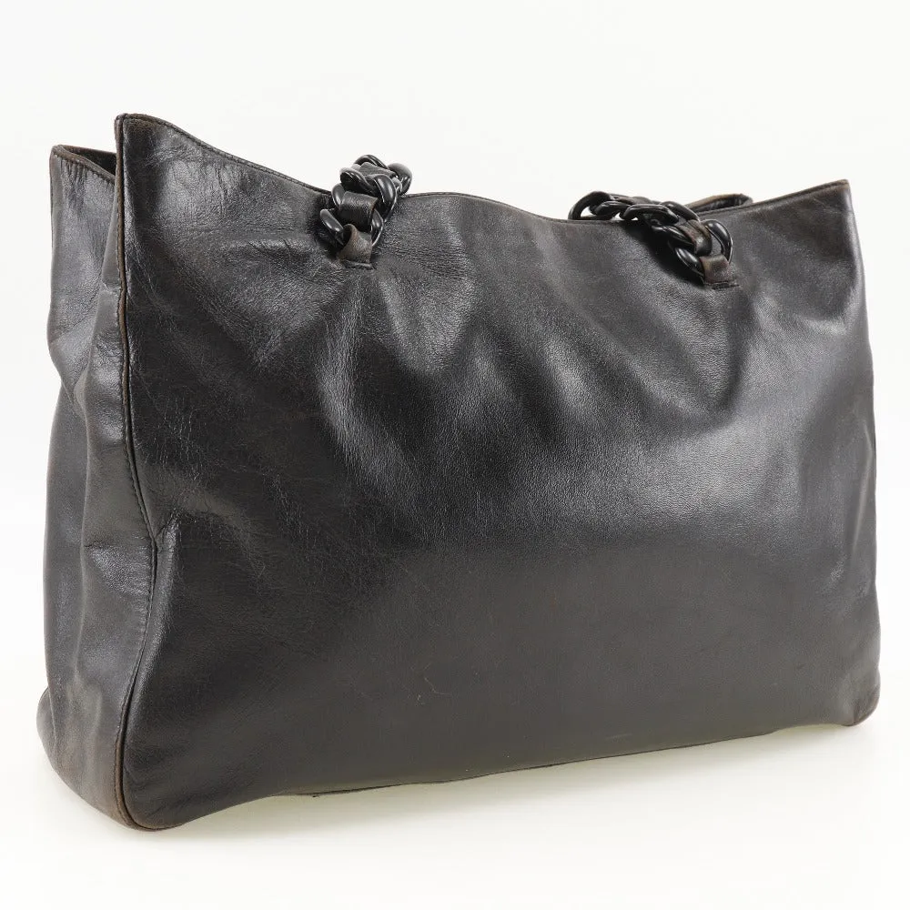 PRADA Shoulder Bag Calfskin black plastic chain