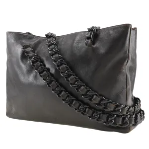 PRADA Shoulder Bag Calfskin black plastic chain