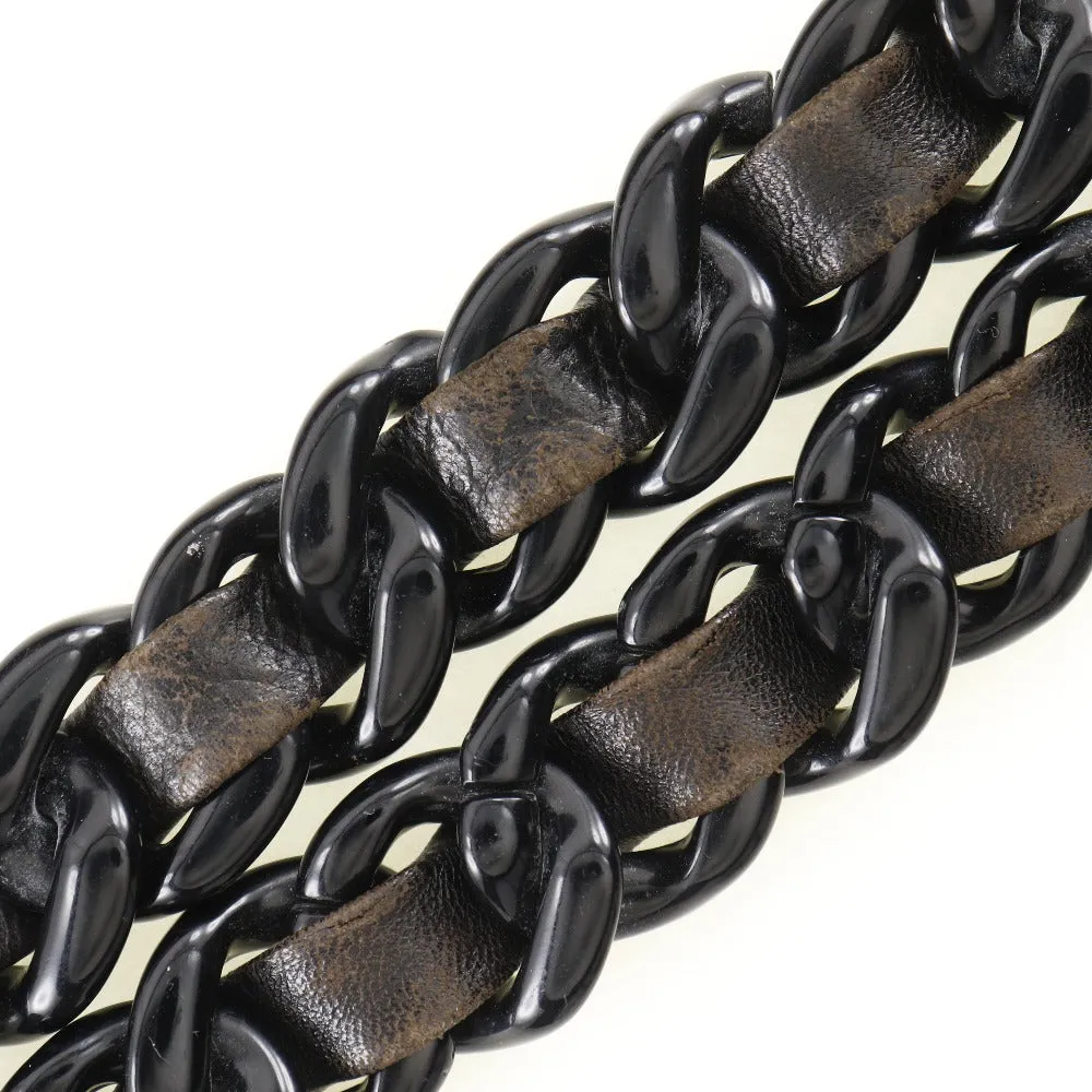 PRADA Shoulder Bag Calfskin black plastic chain