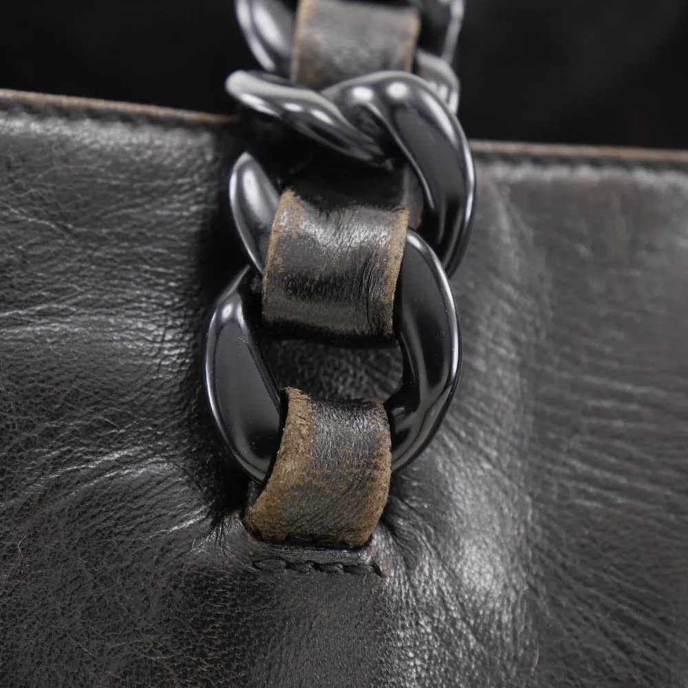 PRADA Shoulder Bag Calfskin black plastic chain