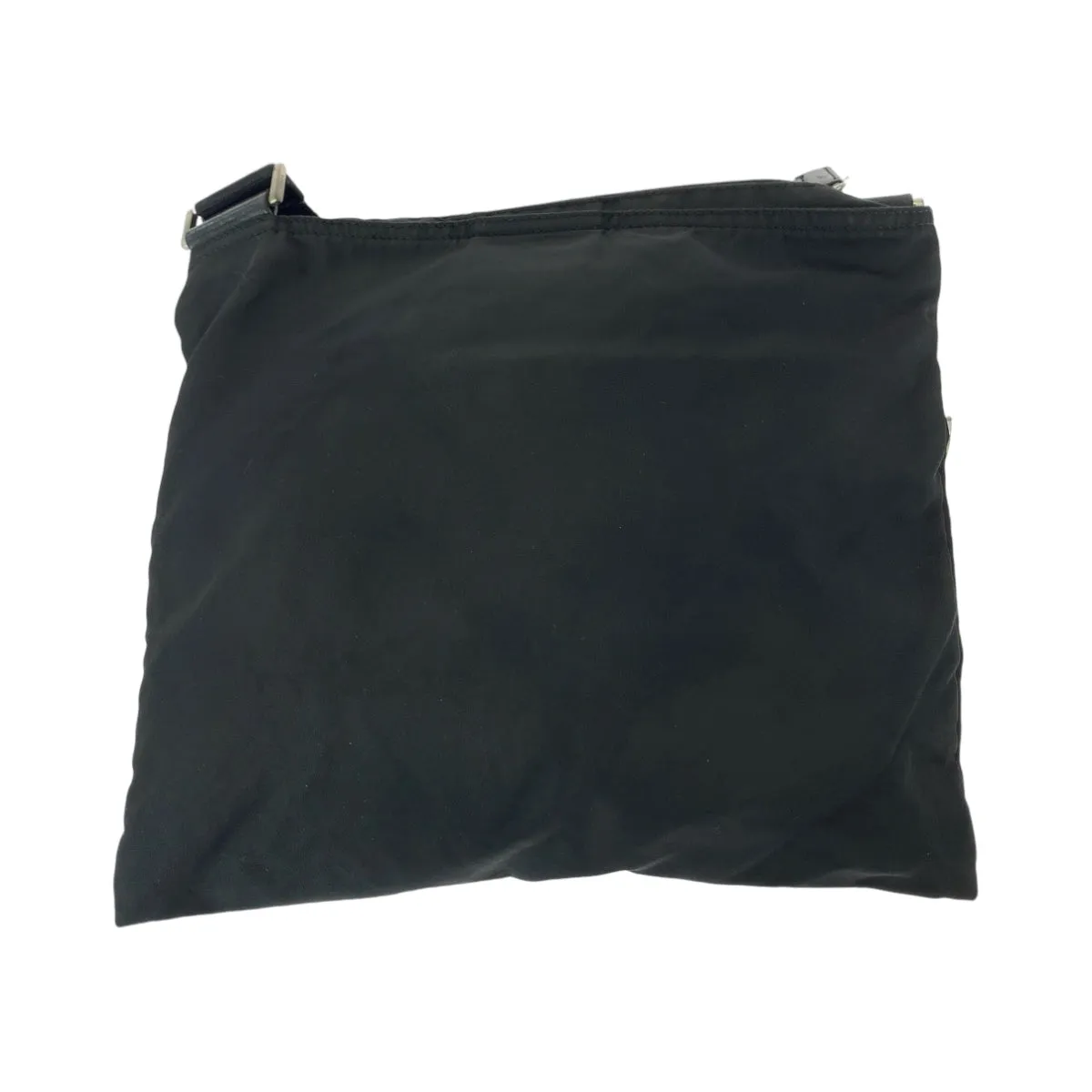 PRADA Shoulder Bag Nylon Black Silver Metal Shoulder Bag pochette Test Triangle With logo Women Used