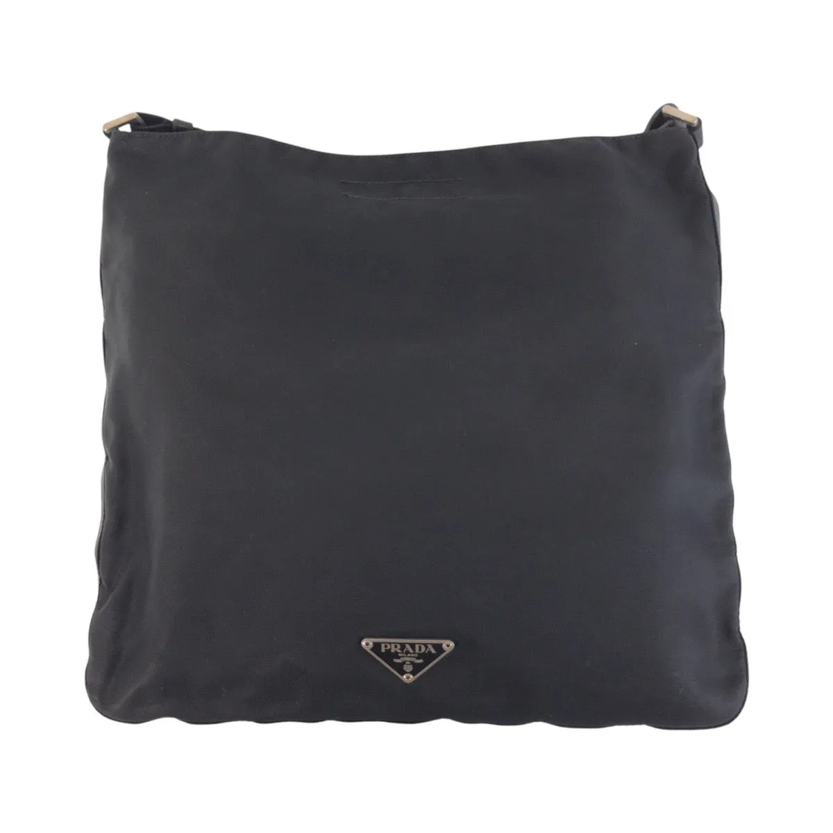 PRADA Shoulder Bag Nylon Black SilverMetal Crossbody Shoulder Bag Messenger Bag Test Triangle With logo Women Used