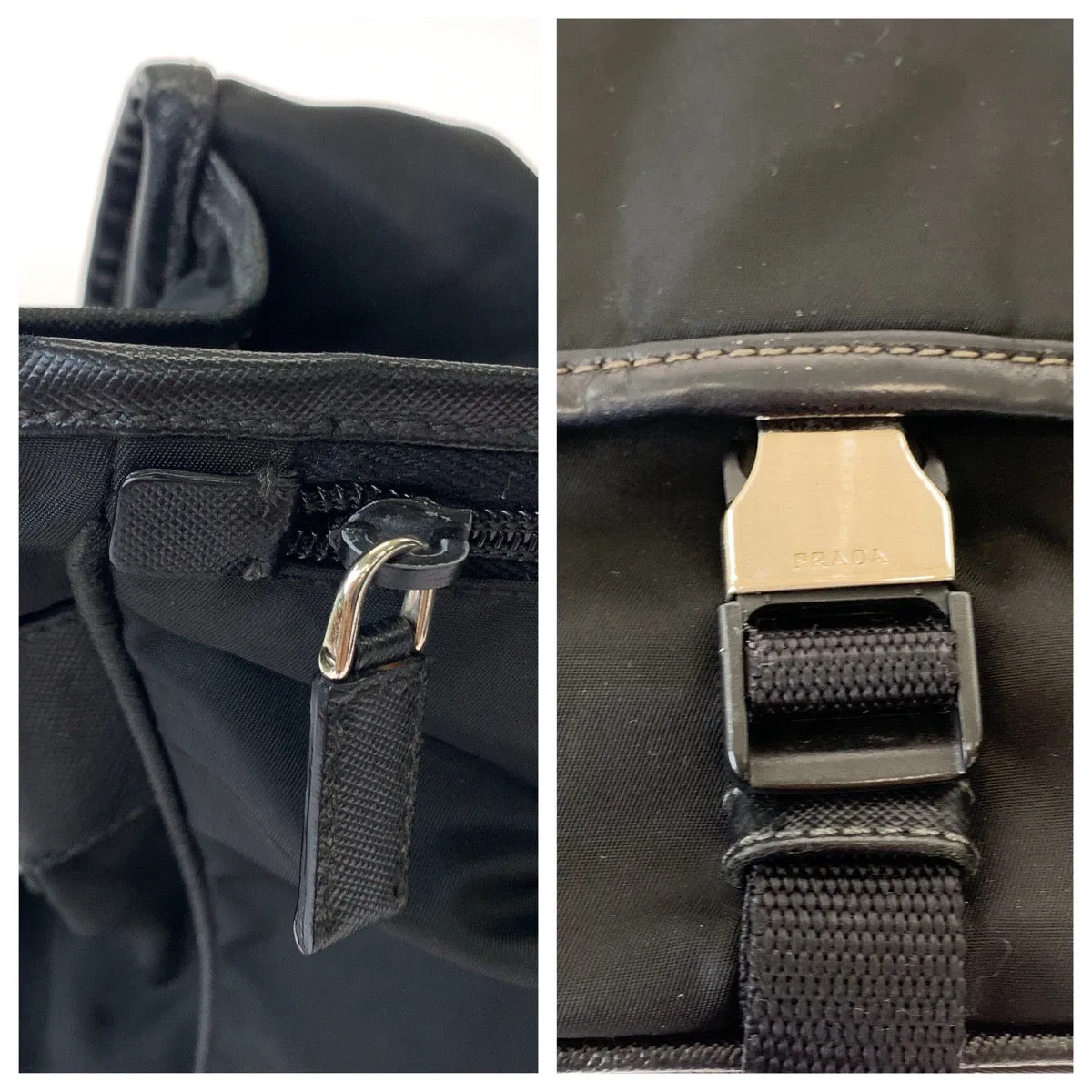 PRADA Shoulder Bag Nylon Black SilverMetal Shoulder Bag Messenger bag Test Triangle With logo mens Used