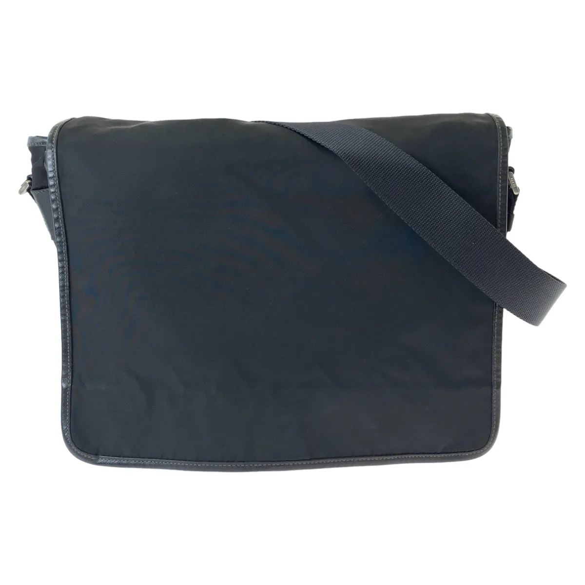 PRADA Shoulder Bag Nylon Black SilverMetal Shoulder Bag Messenger bag Test Triangle With logo mens Used