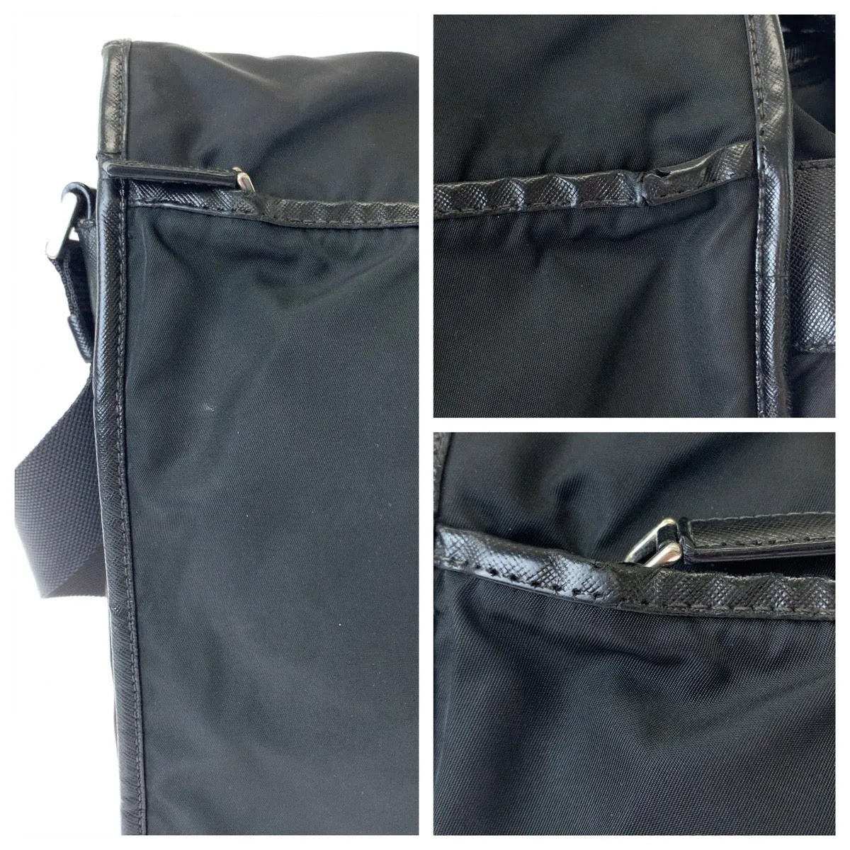 PRADA Shoulder Bag Nylon Black SilverMetal Shoulder Bag Messenger bag Test Triangle With logo mens Used