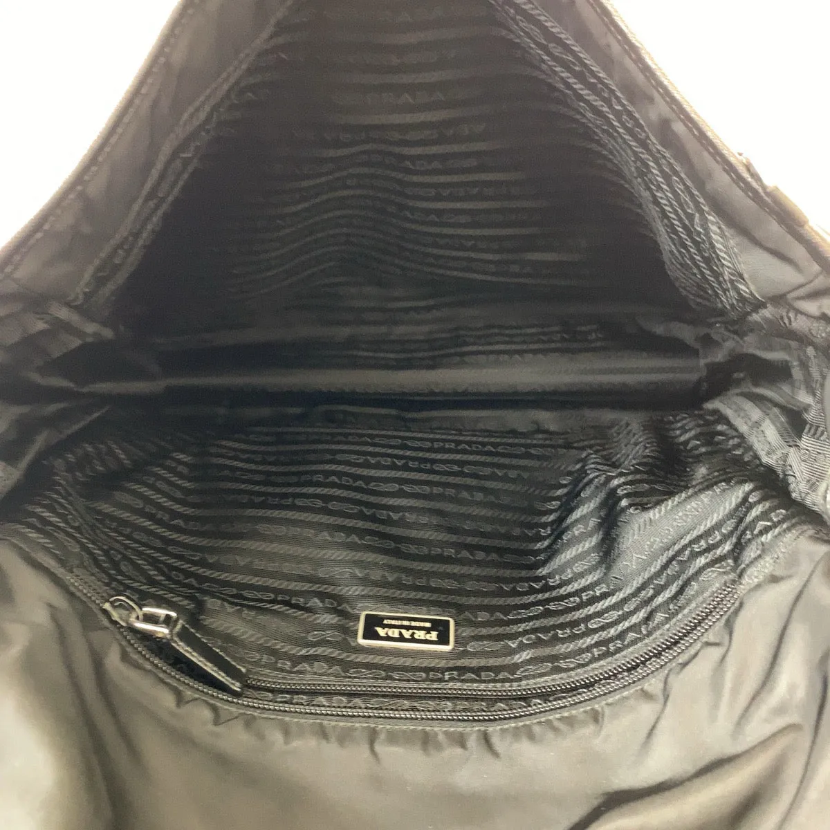 PRADA Shoulder Bag Nylon Black SilverMetal Shoulder Bag Messenger bag Test Triangle With logo mens Used