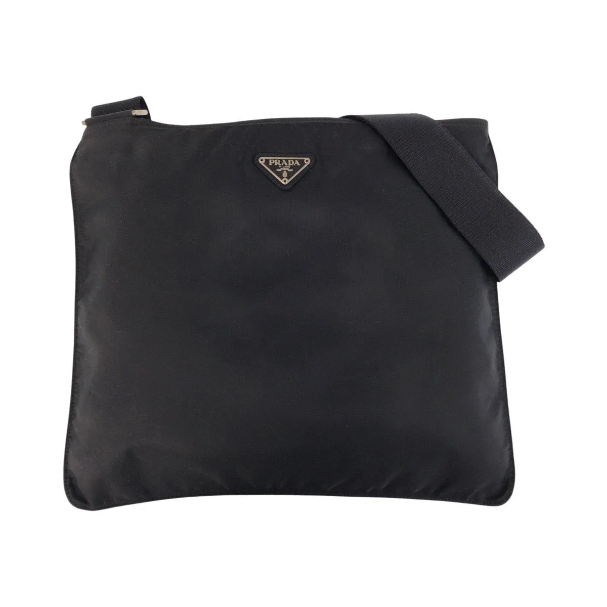 PRADA Shoulder Bag Nylon Black SilverMetal Shoulder Bag Messenger bag Test Triangle With logo Women Used