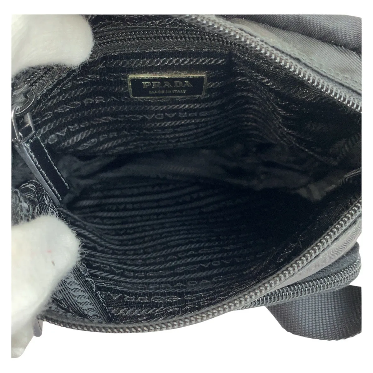 PRADA Shoulder Bag Nylon Black SilverMetal Shoulder Bag Messenger bag Test Triangle With logo Women Used