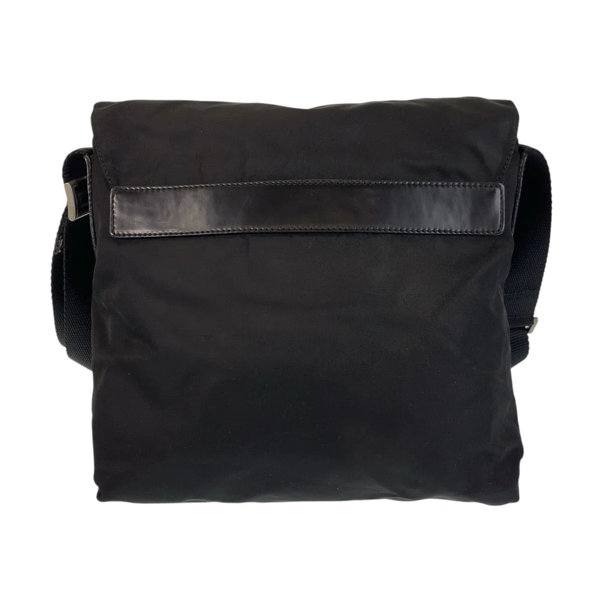 PRADA Shoulder Bag Nylon Black SilverMetal Shoulder Bag Messenger bag Test Triangle With logo Women Used