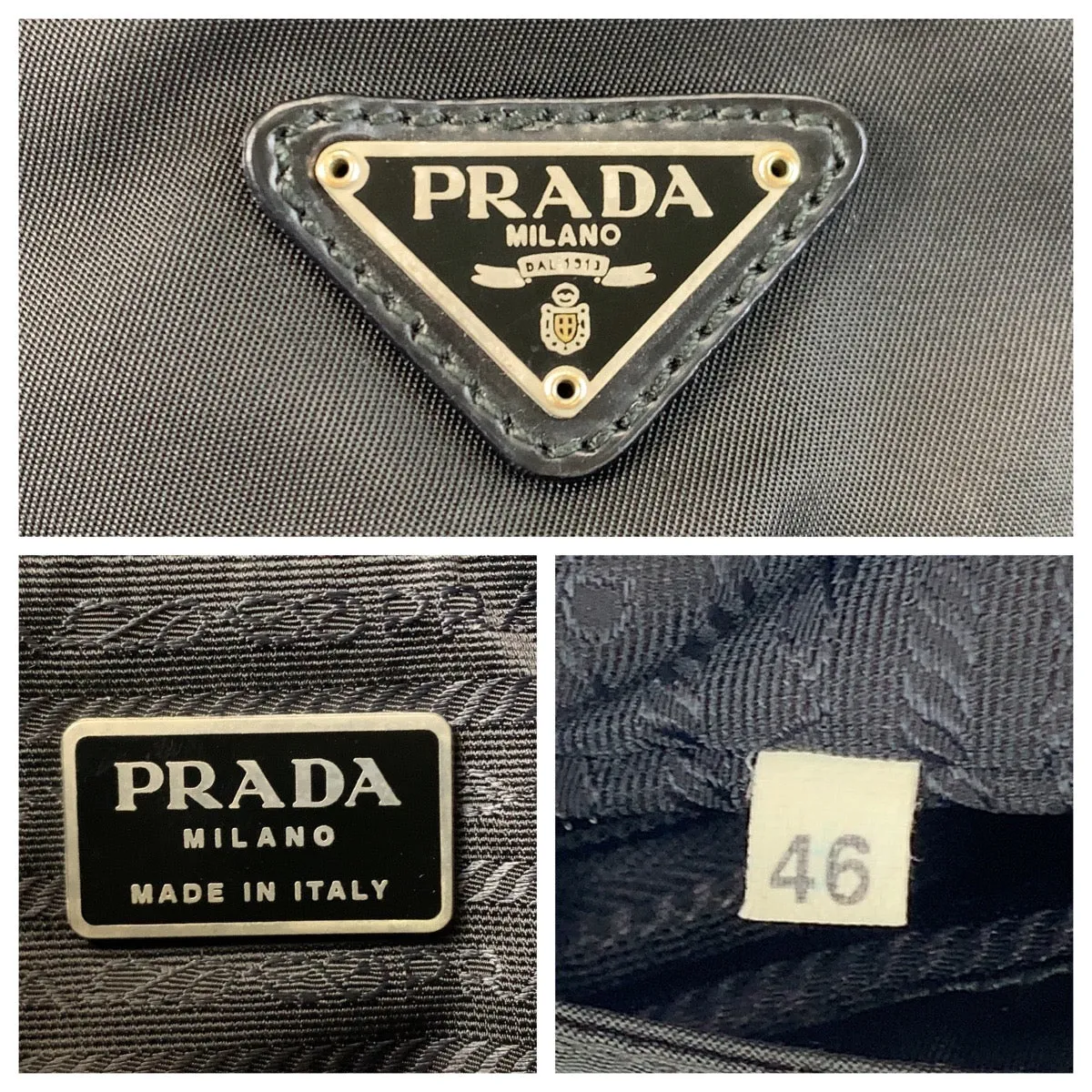 PRADA Shoulder Bag Nylon Black SilverMetal Shoulder Bag Messenger bag Test Triangle With logo Women Used