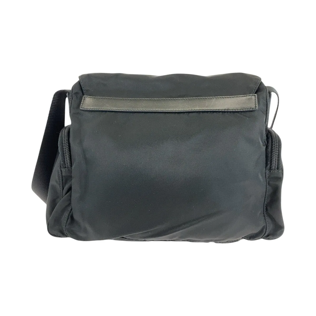 PRADA Shoulder Bag Nylon Black SilverMetal Shoulder Bag Messenger bag Test Triangle With logo Women Used