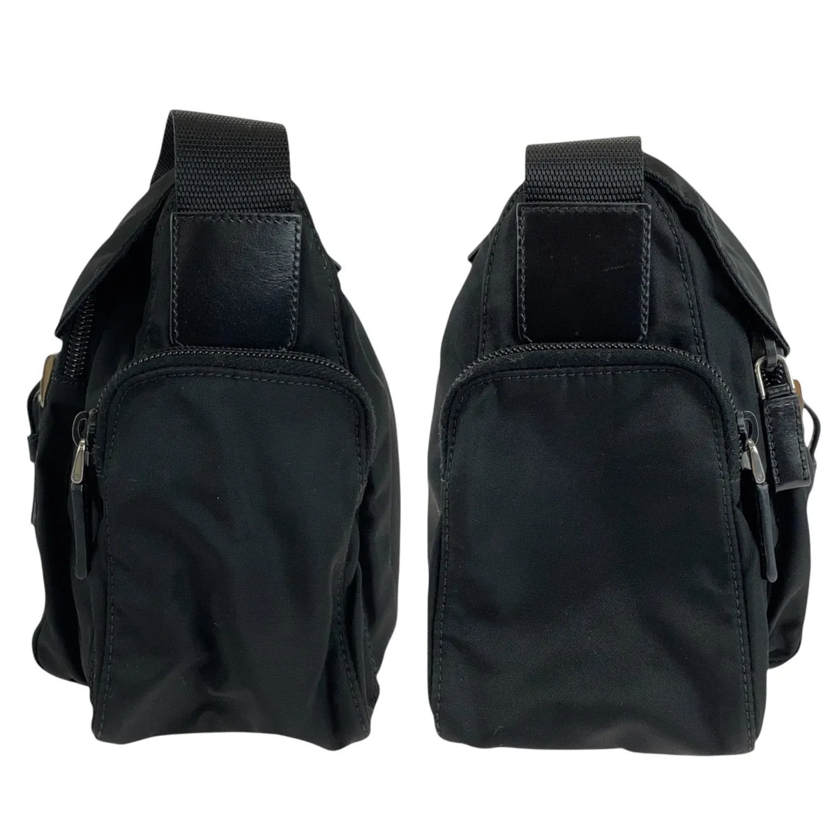 PRADA Shoulder Bag Nylon Black SilverMetal Shoulder Bag Messenger bag Test Triangle With logo Women Used