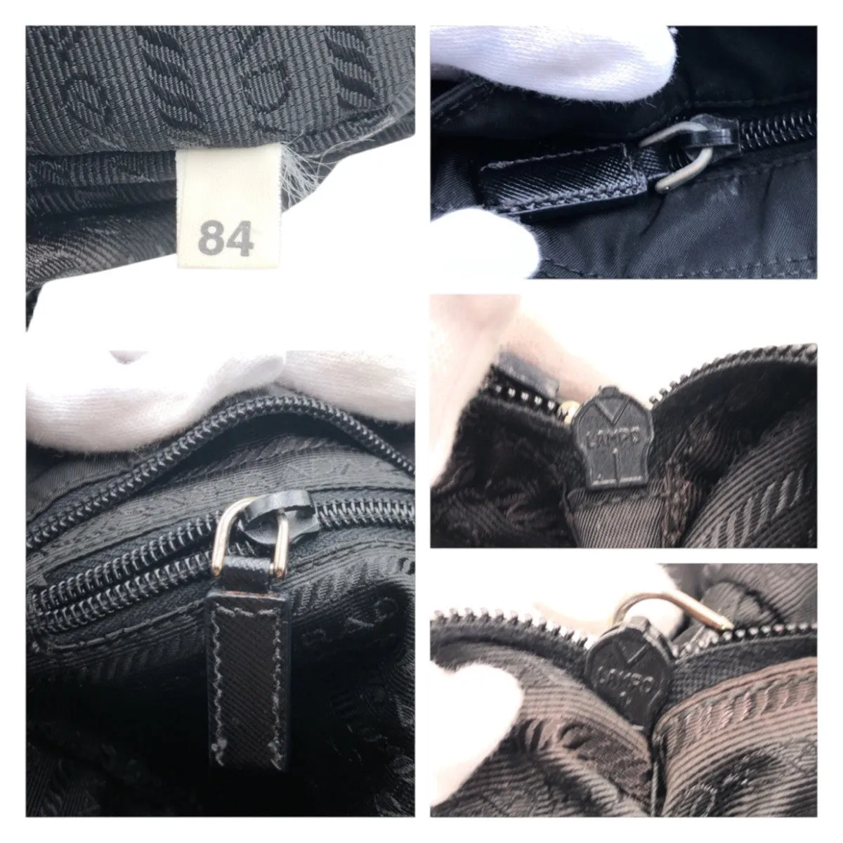 PRADA Shoulder Bag Nylon Black SilverMetal Shoulder Bag pochette Test Triangle With logo mens Used