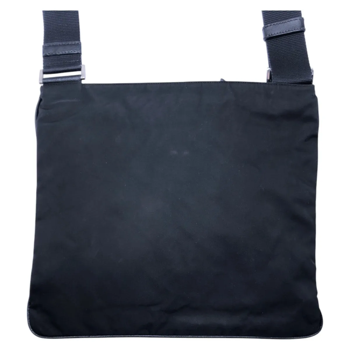 PRADA Shoulder Bag Nylon Black SilverMetal Shoulder Bag pochette Test Triangle With logo mens Used