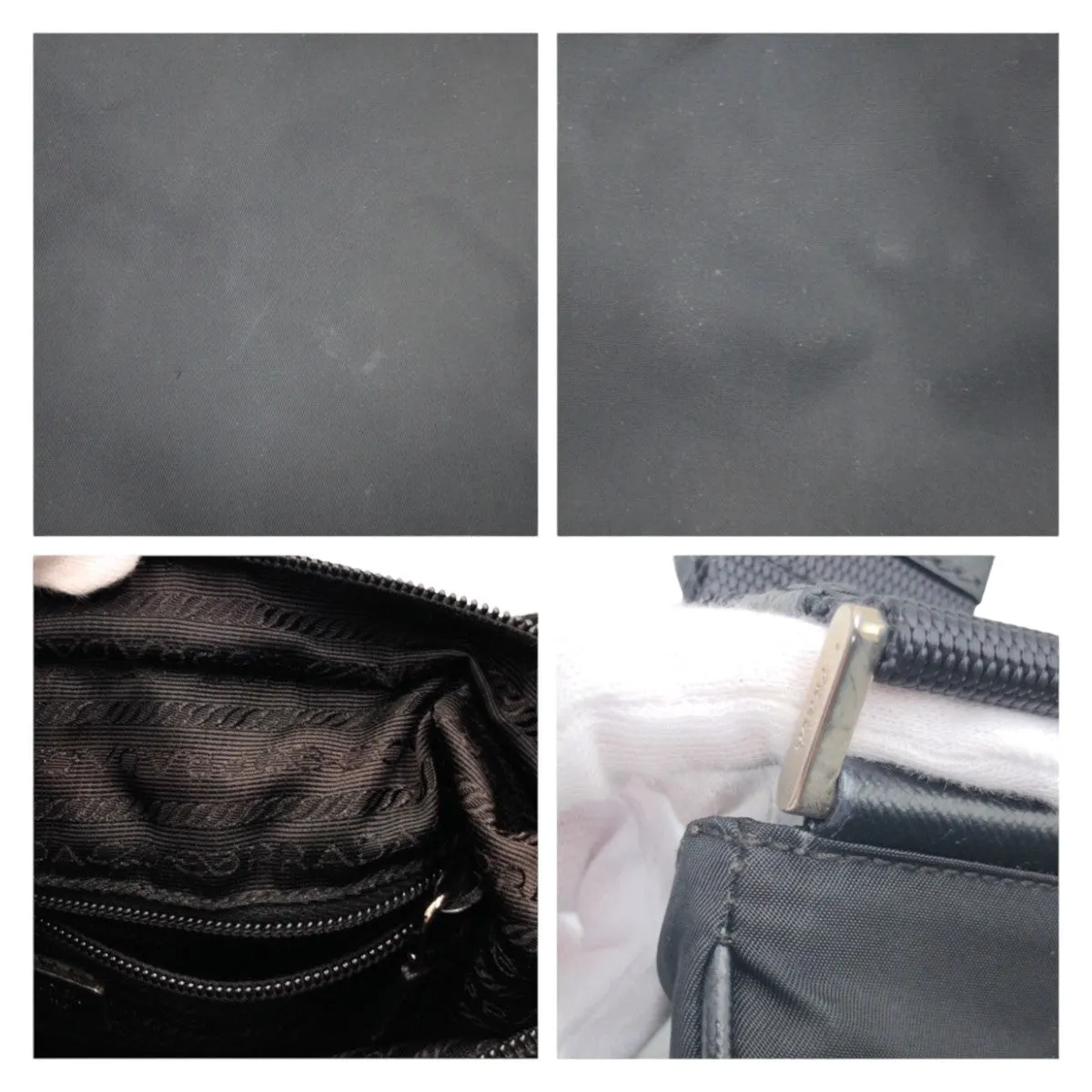 PRADA Shoulder Bag Nylon Black SilverMetal Shoulder Bag pochette Test Triangle With logo mens Used