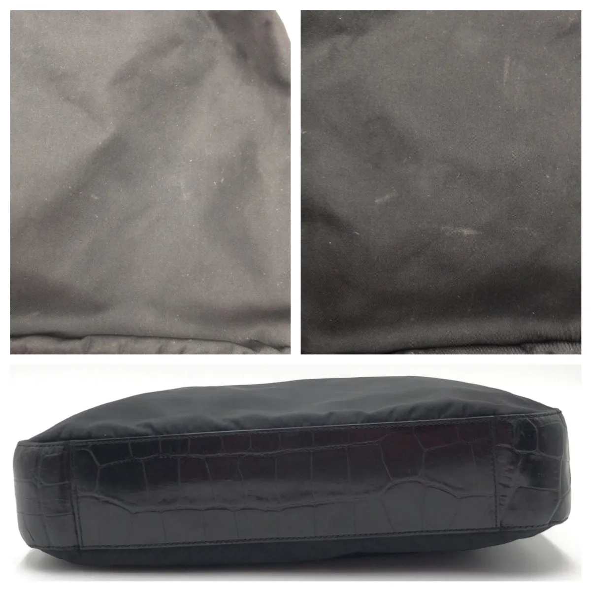 PRADA Shoulder Bag Nylon, Leather Black black Hobo Shoulder Bag Test Embossing Women Used