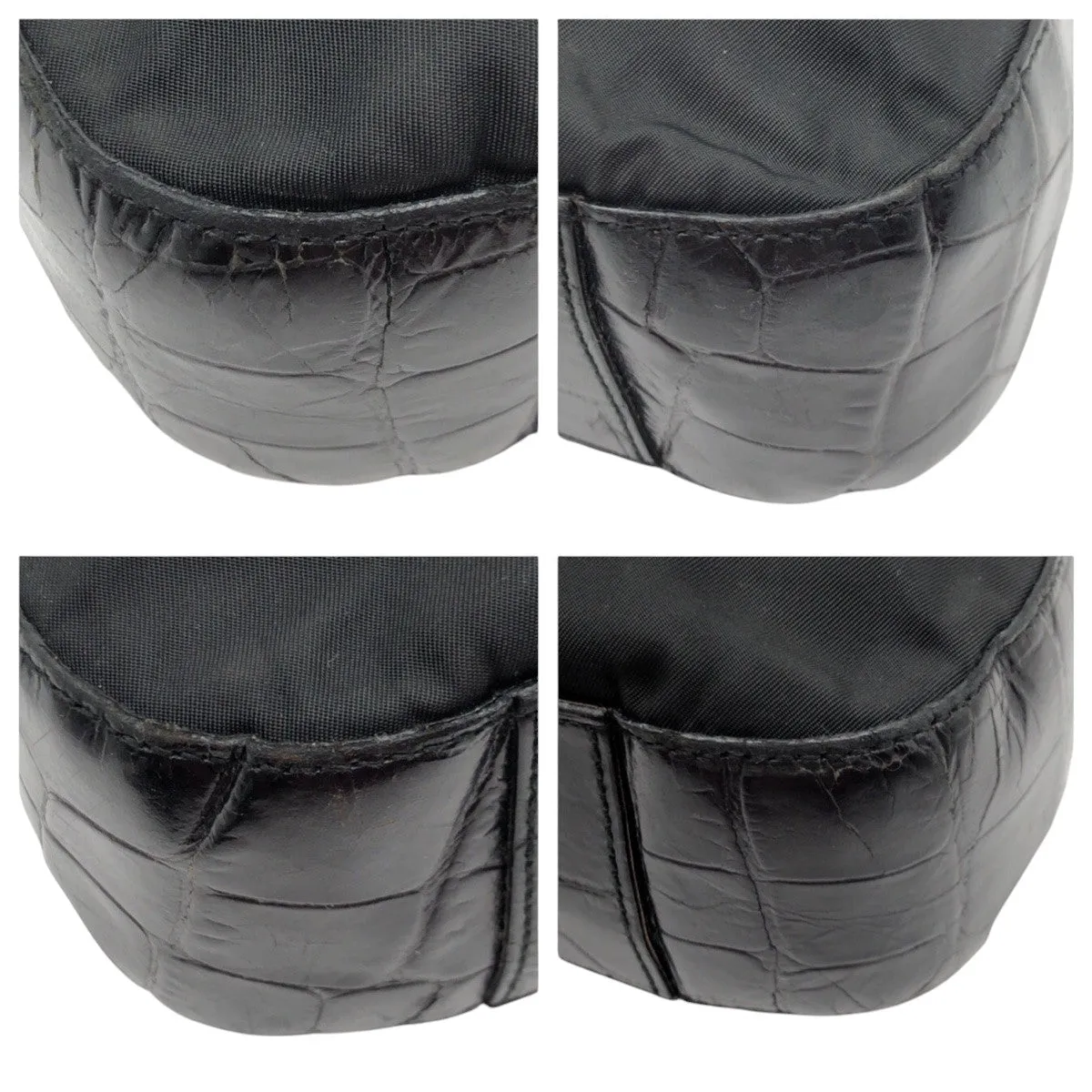 PRADA Shoulder Bag Nylon, Leather Black black Hobo Shoulder Bag Test Embossing Women Used