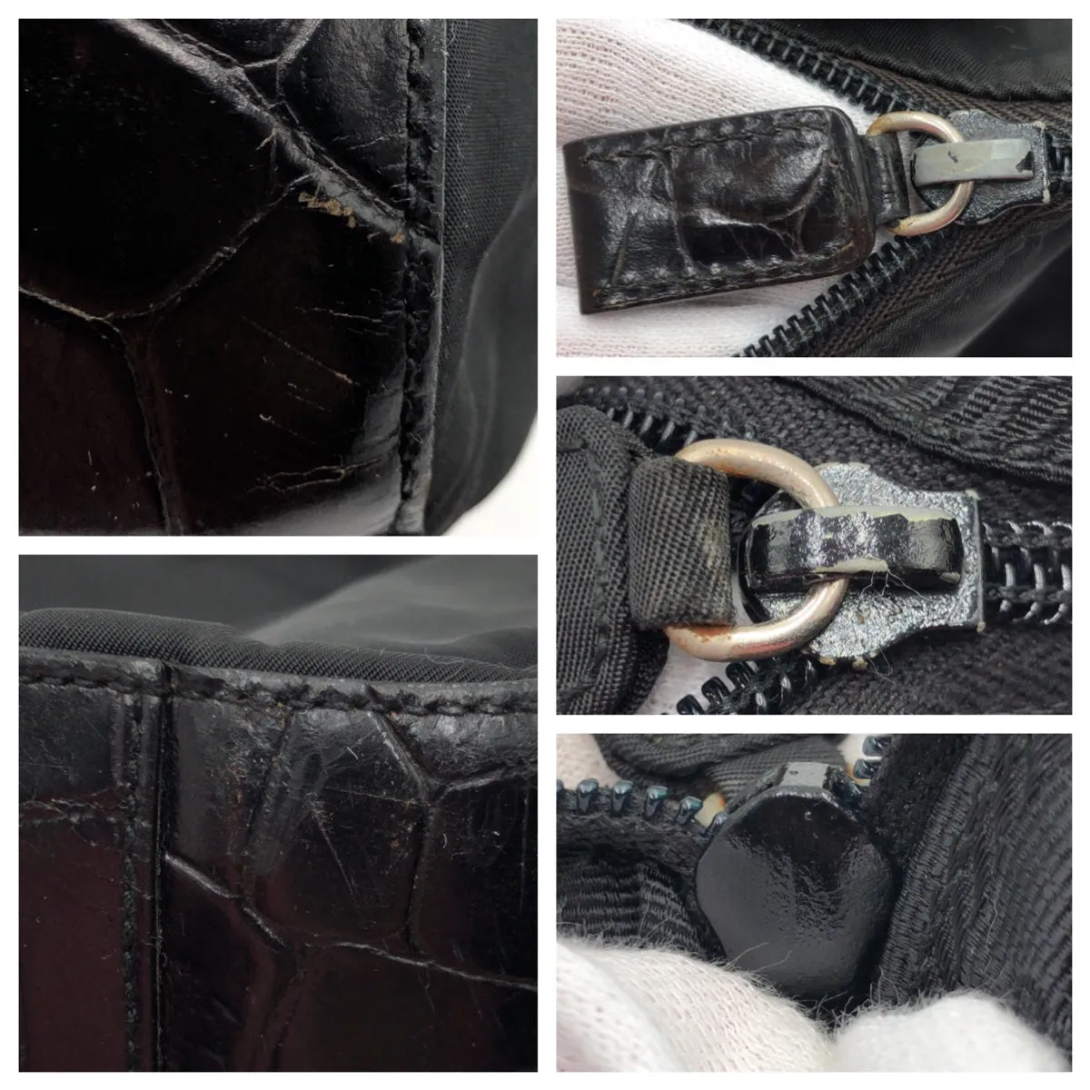 PRADA Shoulder Bag Nylon, Leather Black black Hobo Shoulder Bag Test Embossing Women Used