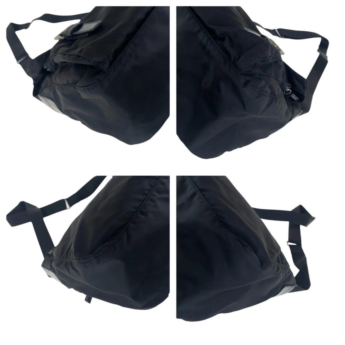 PRADA Shoulder Bag Nylon, Leather black Shoulder Bag pochette Test Triangle With logo Women Used
