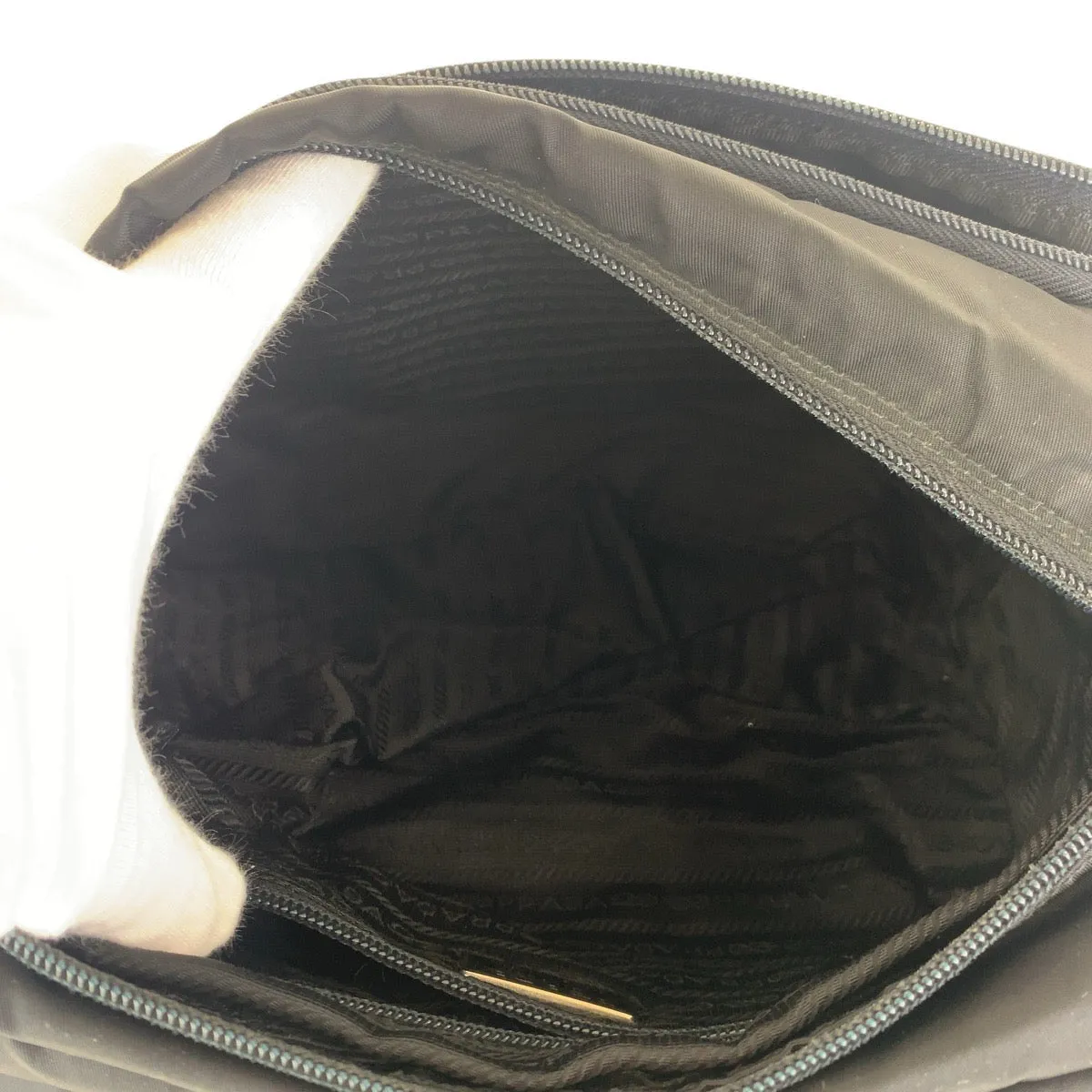 PRADA Shoulder Bag Nylon, Leather black Shoulder Bag pochette Test Triangle With logo Women Used