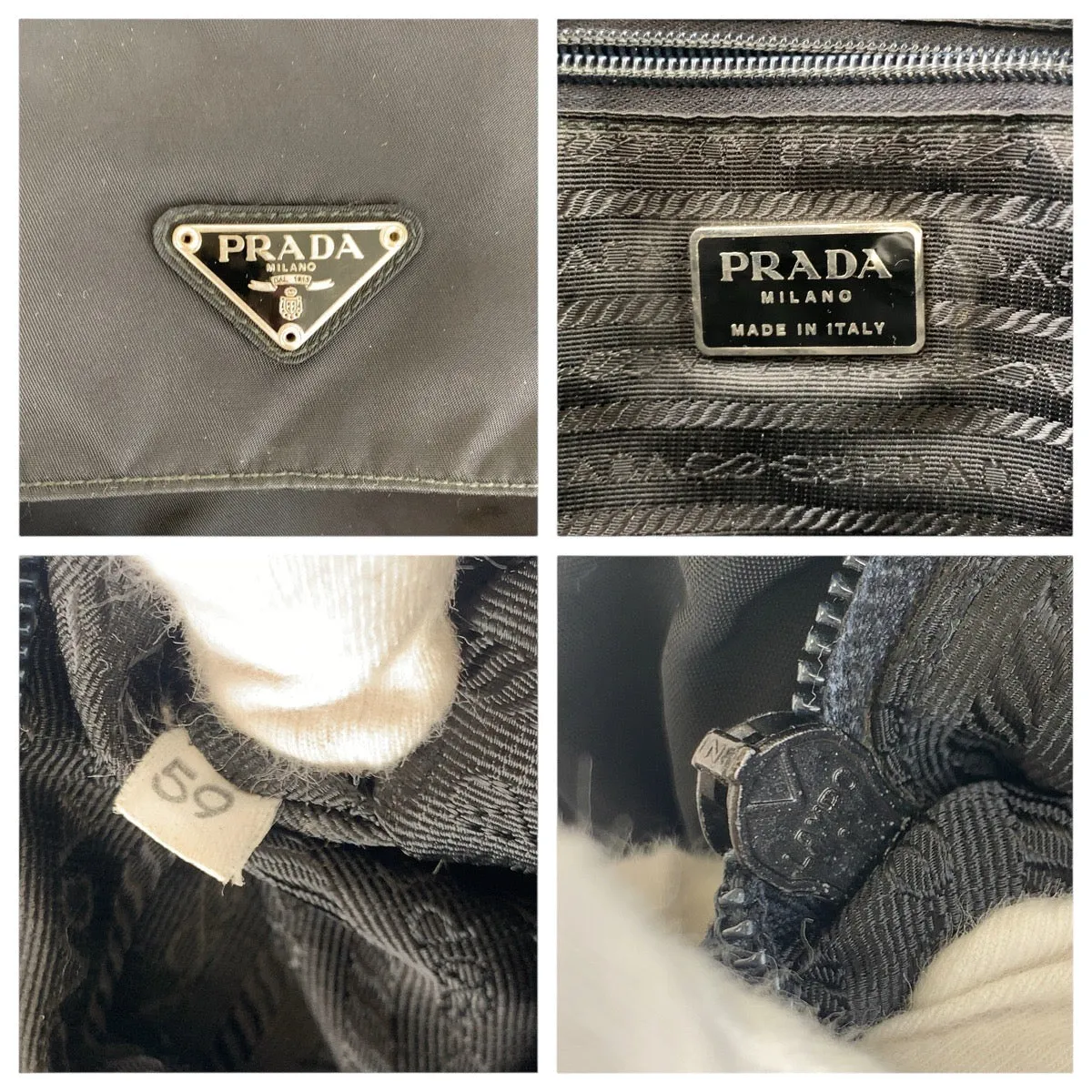 PRADA Shoulder Bag Nylon, Leather black Shoulder Bag pochette Test Triangle With logo Women Used