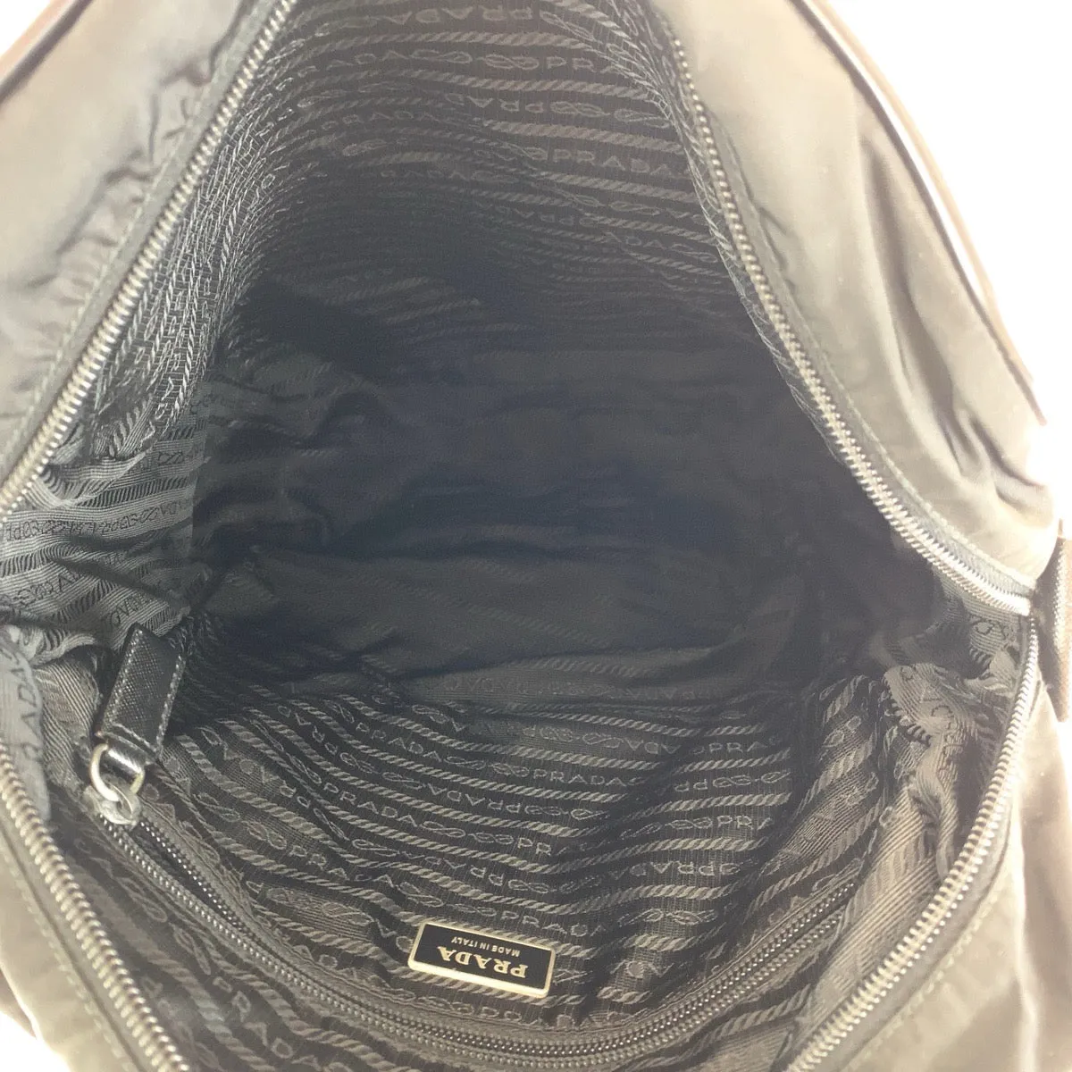 PRADA Shoulder Bag Nylon, Leather BlackSilverMetal Shoulder Bag Pochette Unisex Test Triangle With logo Women Used