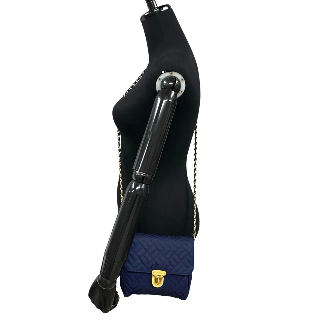 PRADA Shoulder Bag Nylon Navy PRADA logo Metal Women Used