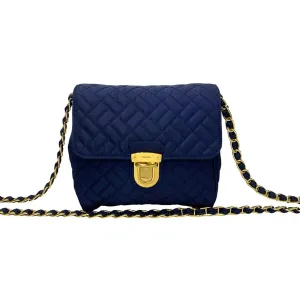 PRADA Shoulder Bag Nylon Navy PRADA logo Metal Women Used