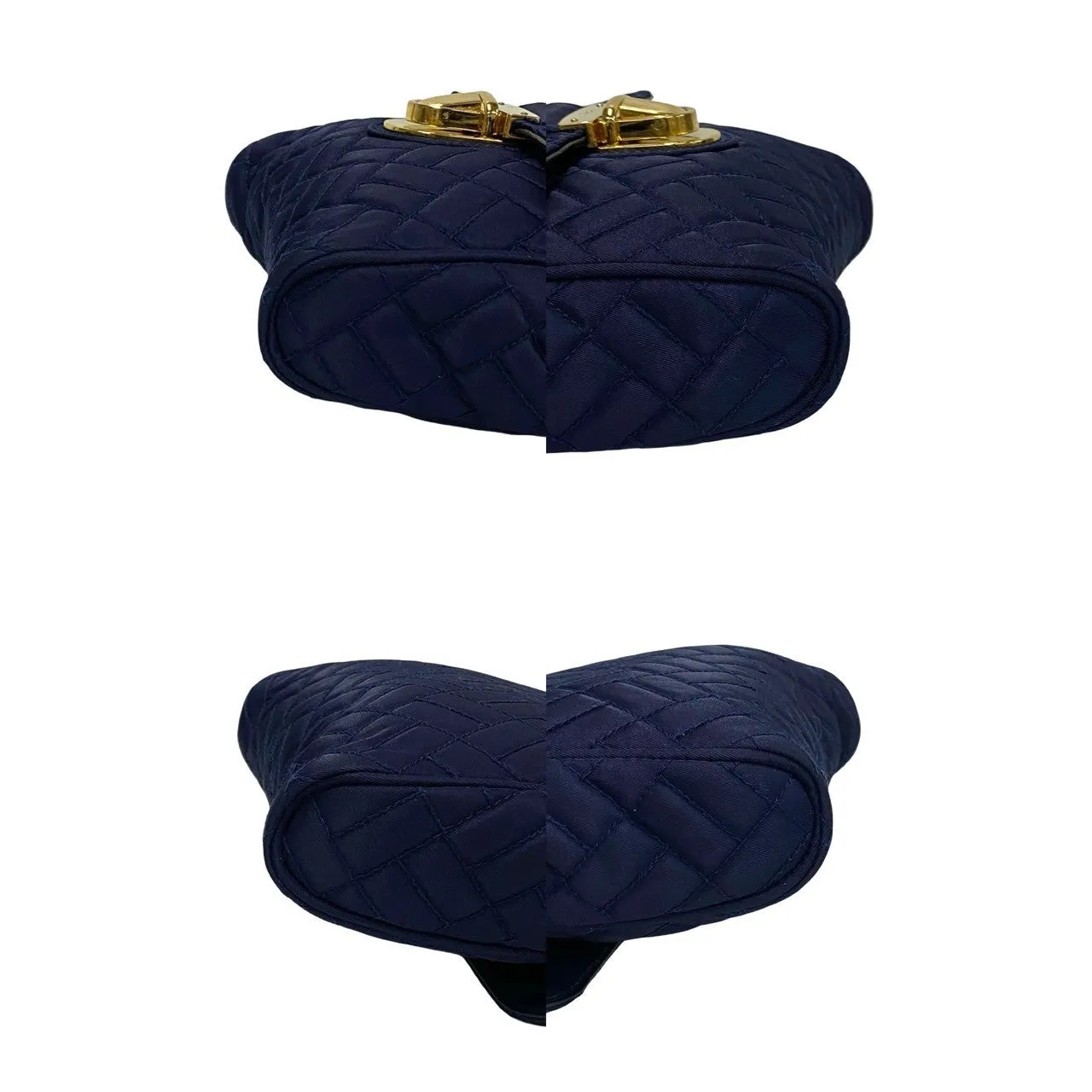 PRADA Shoulder Bag Nylon Navy PRADA logo Metal Women Used
