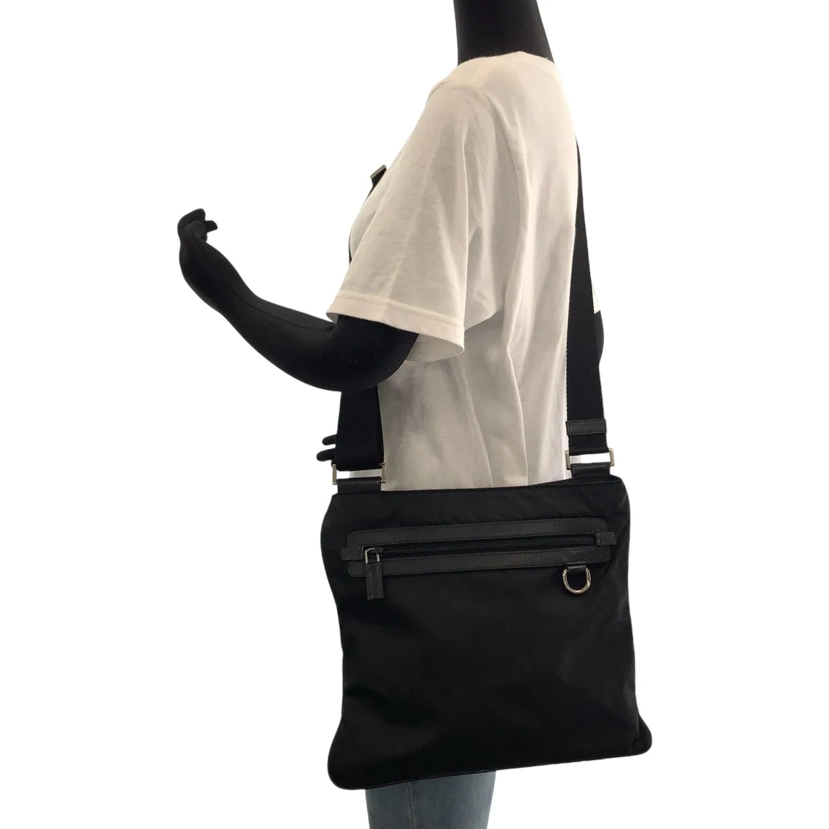 PRADA Shoulder Bag VA0340 Nylon Black SilverMetal Shoulder Bag Messenger bag Test Triangle With logo mens Used