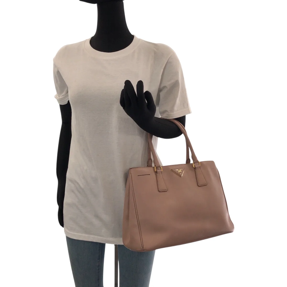 PRADA Tote Bag BN1874 leather Pink Gold Metal Tote Bag Shoulder Bag Handbag 2way Safiano Galilee Women Used