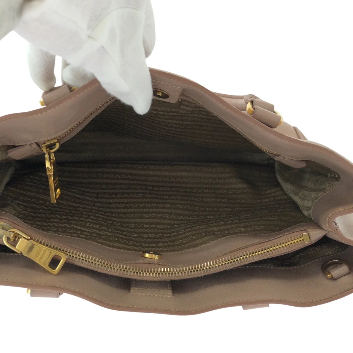 PRADA Tote Bag BN1874 leather Pink Gold Metal Tote Bag Shoulder Bag Handbag 2way Safiano Galilee Women Used
