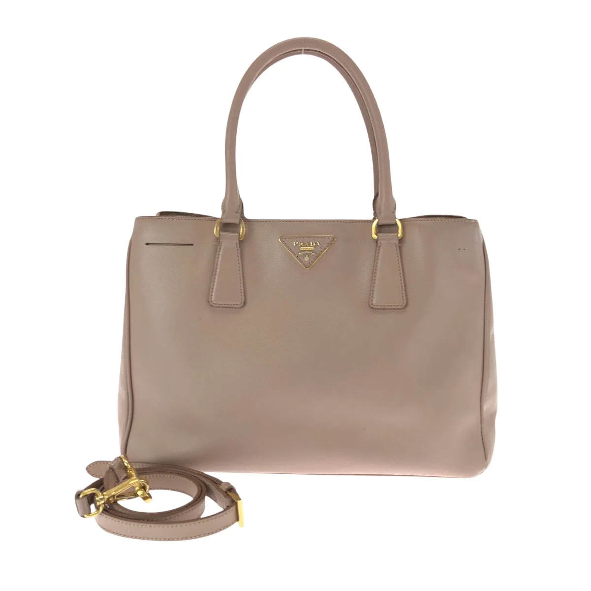 PRADA Tote Bag BN1874 leather Pink Gold Metal Tote Bag Shoulder Bag Handbag 2way Safiano Galilee Women Used
