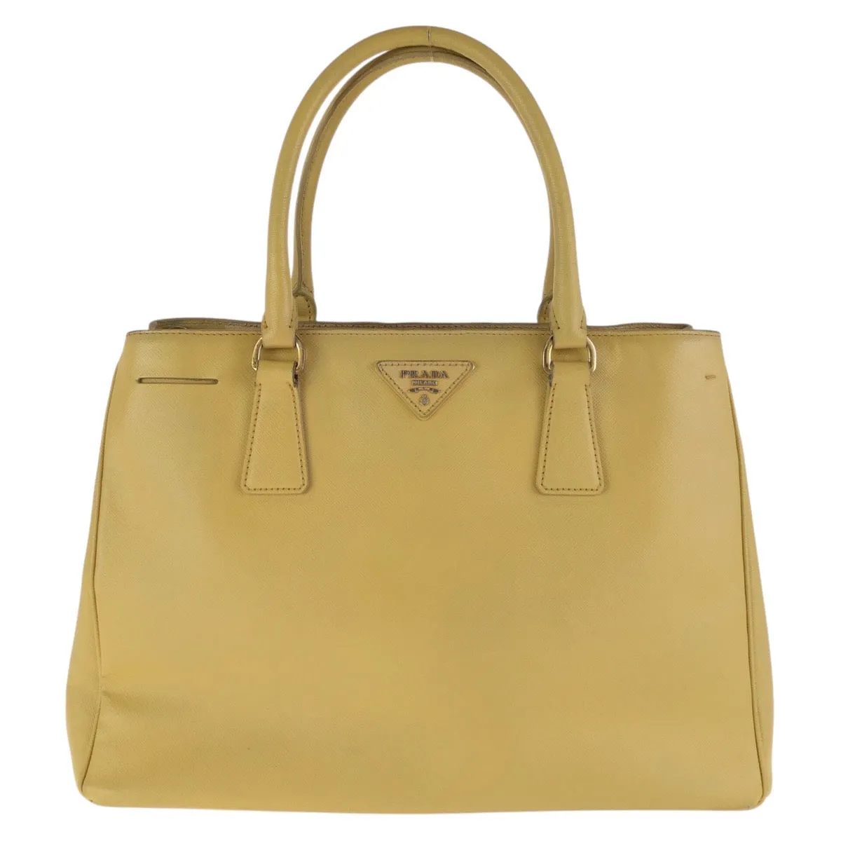 PRADA Tote Bag leather yellow Tote Bag Shoulder Bag Safiano Galleria TriangleWith logo Women Used