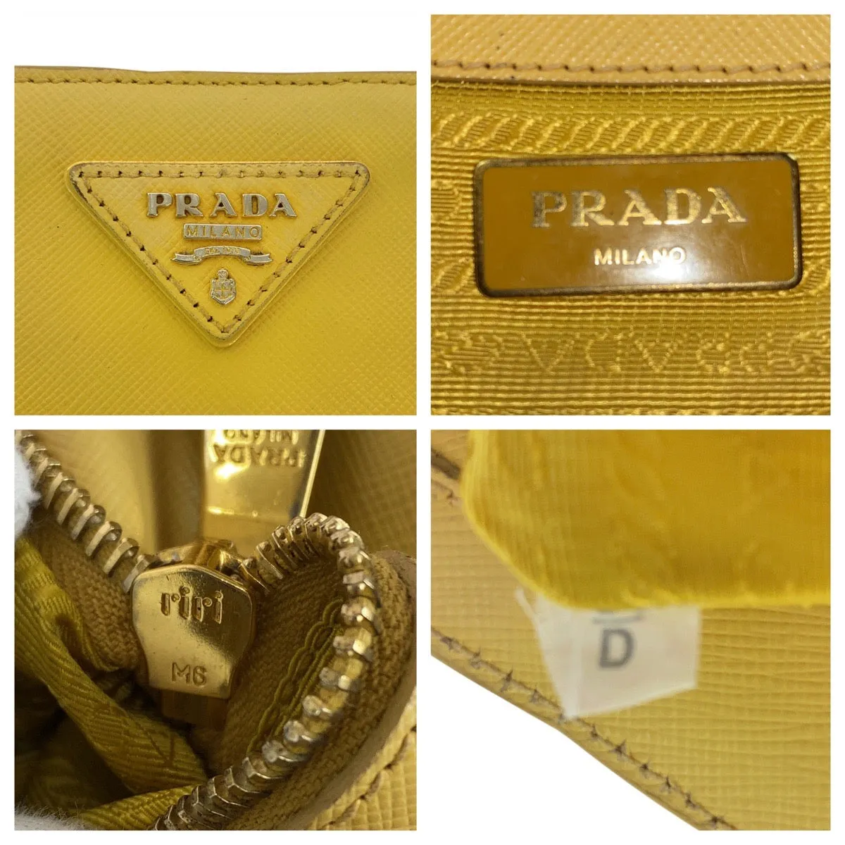 PRADA Tote Bag leather yellow Tote Bag Shoulder Bag Safiano Galleria TriangleWith logo Women Used