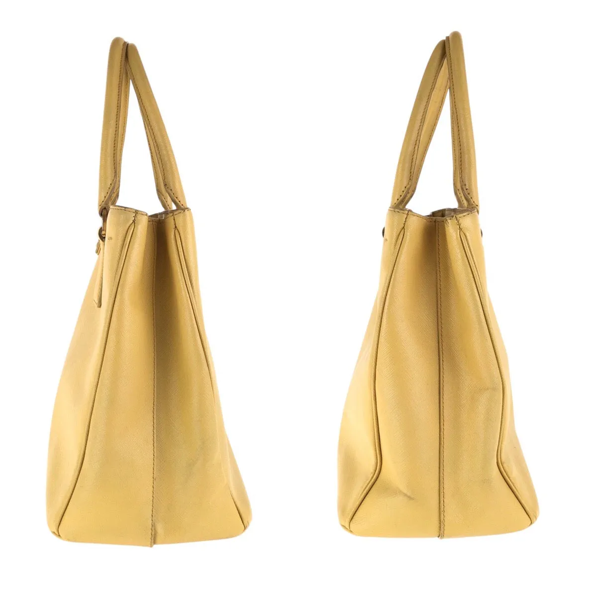 PRADA Tote Bag leather yellow Tote Bag Shoulder Bag Safiano Galleria TriangleWith logo Women Used