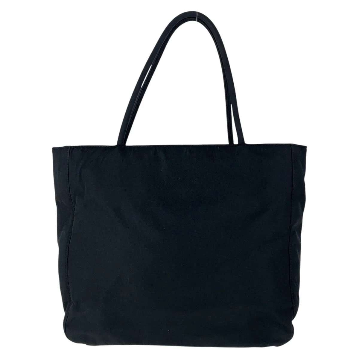 PRADA Tote Bag Nylon Black SilverMetal Tote Bag Shoulder Bag Test Triangle With logo Women Used