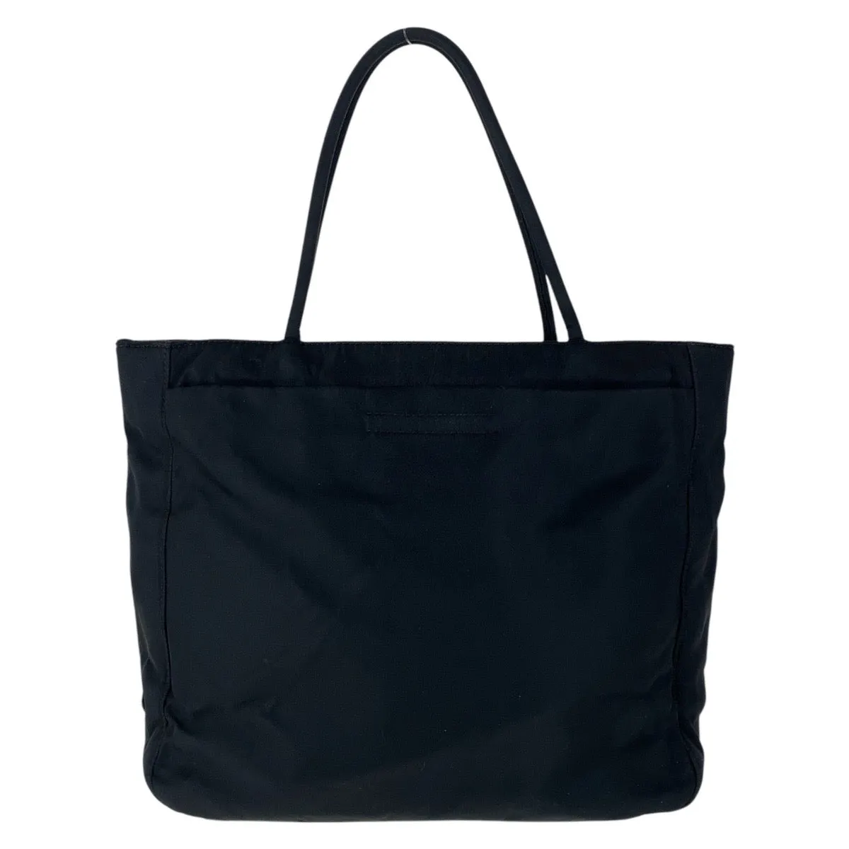 PRADA Tote Bag Nylon Black SilverMetal Tote Bag Shoulder Bag Test Triangle With logo Women Used