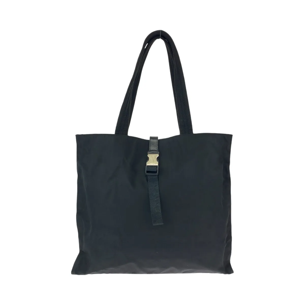 PRADA Tote Bag Nylon Black SilverMetal Tote Bag Shoulder Bag Test Women Used