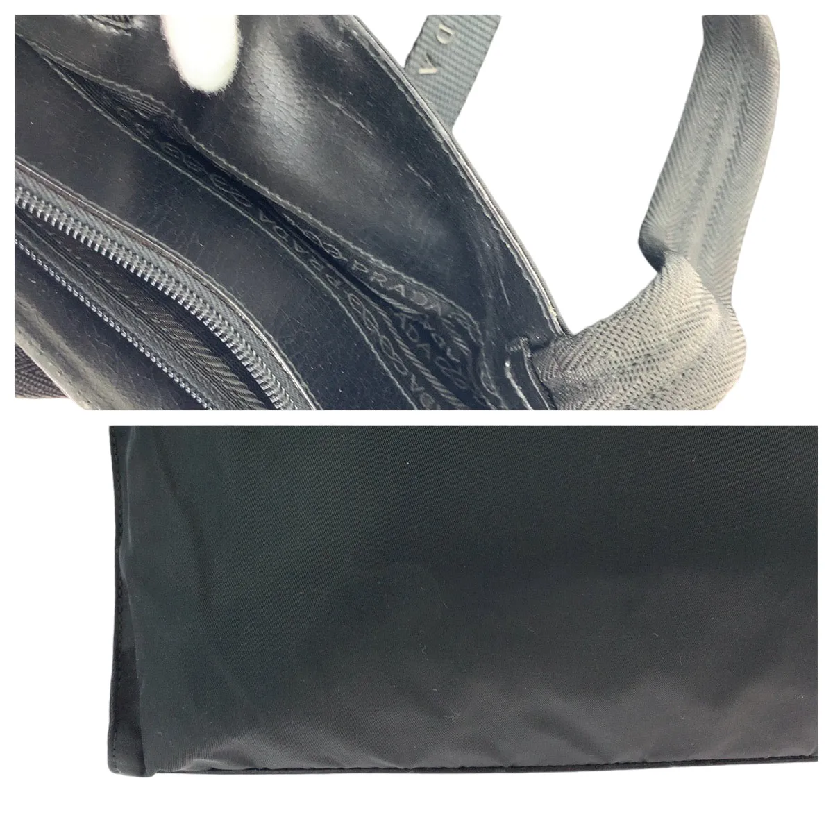 PRADA Tote Bag Nylon Black SilverMetal Tote Bag Shoulder Bag Test Women Used