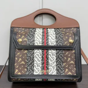 Preloved Burberry TB Pocket Bag 2way NG008K in Brown Leather Shoulder Bag